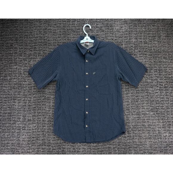 The North Face Shirt Mens Small Blue Striped Short Sleeve Casual Preppy Outdoor - Picture 1 of 9